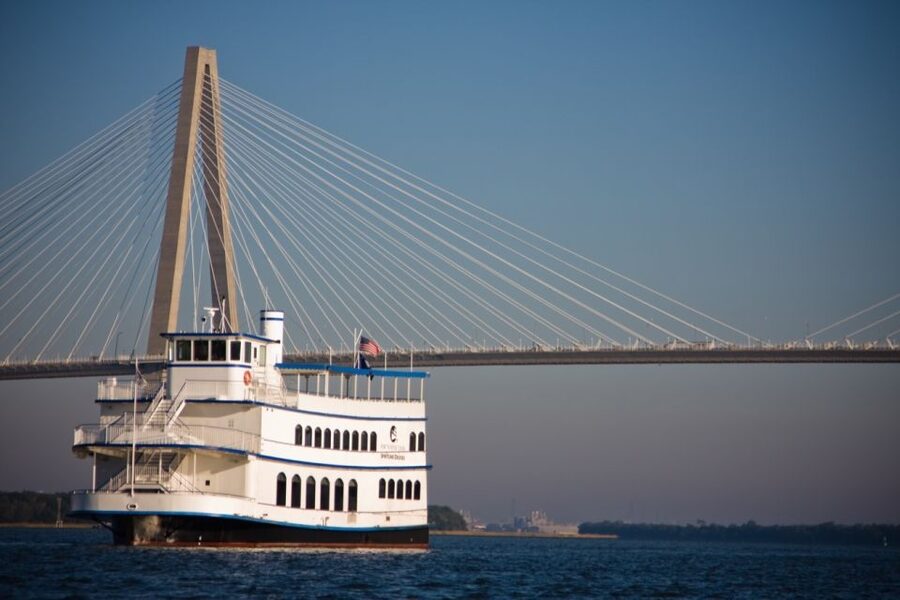 Charleston: Luxury Harbor Dinner Cruise - The Cruise Route: Fort Sumter, the Battery, and the Ravenel Bridge after sunset