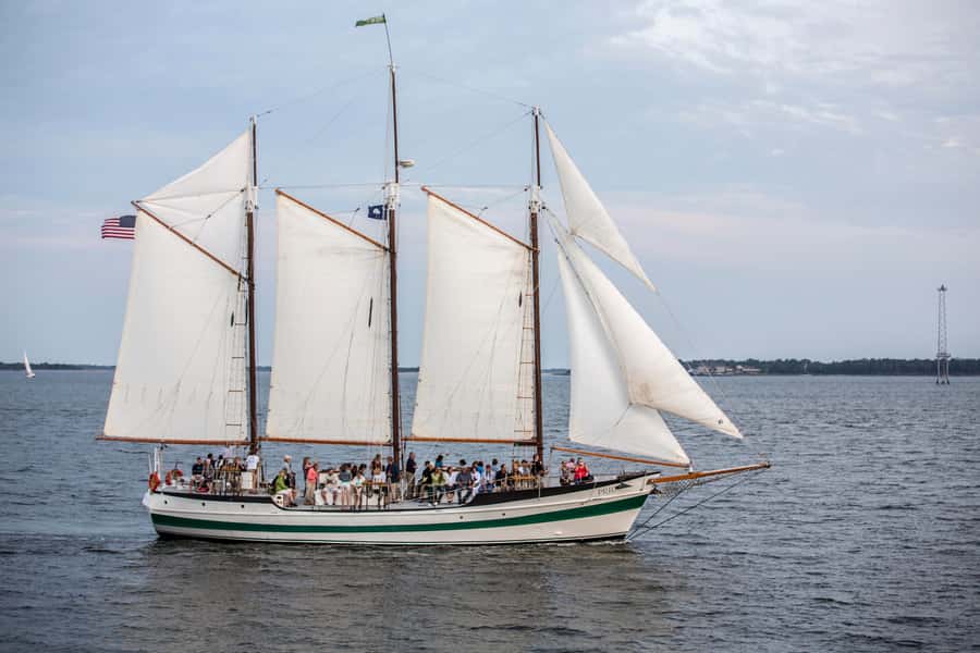 Charleston: Schooner Sailing Harbor Tour & Dolphin Watch - From Dock to 84-Foot Sails: What You Do on Board